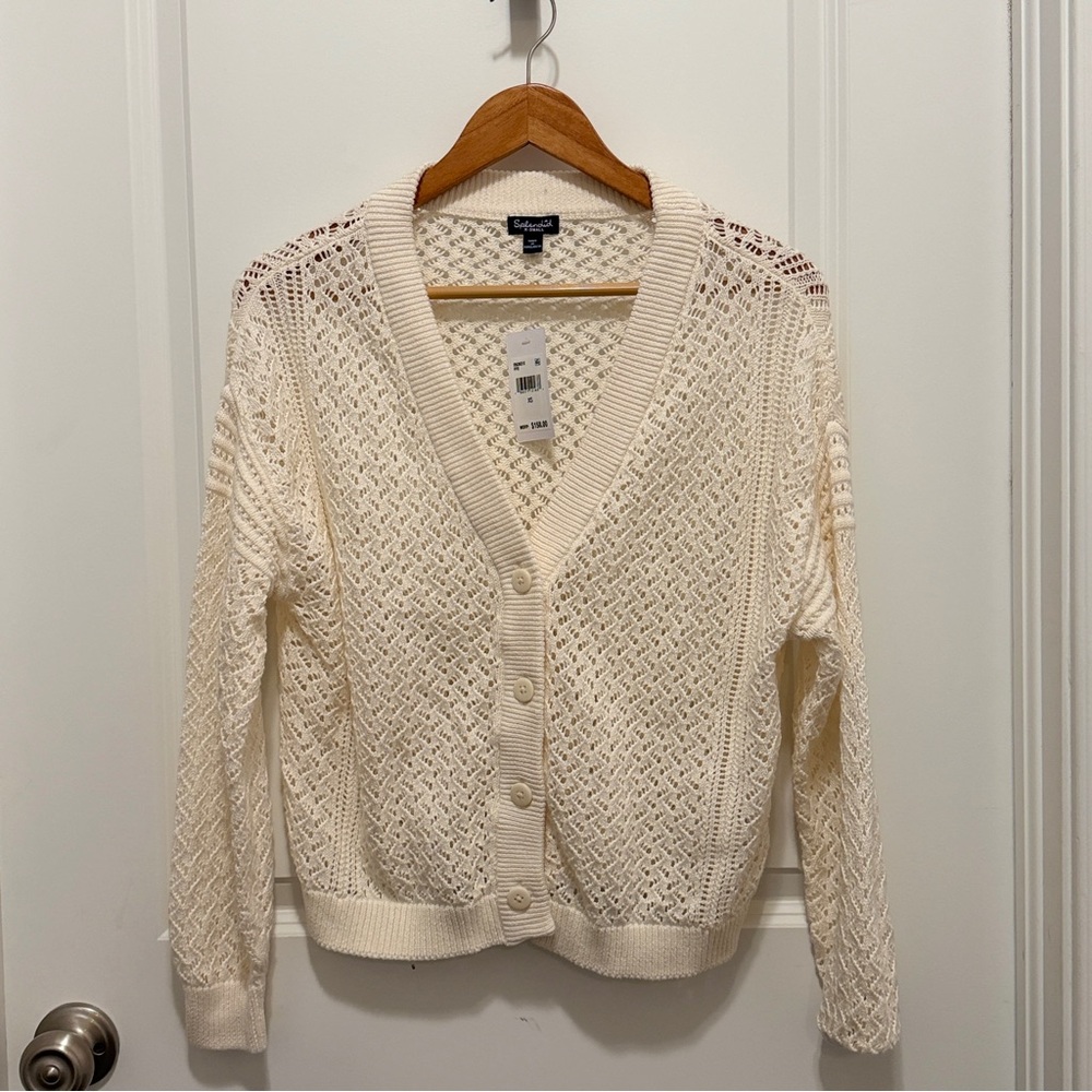 Splendid Ivory Open-Knit Cardigan